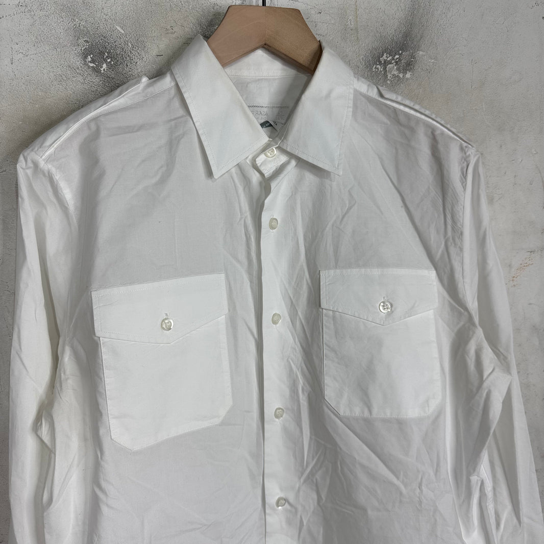 Prada White Epaulette Shoulder Shirt