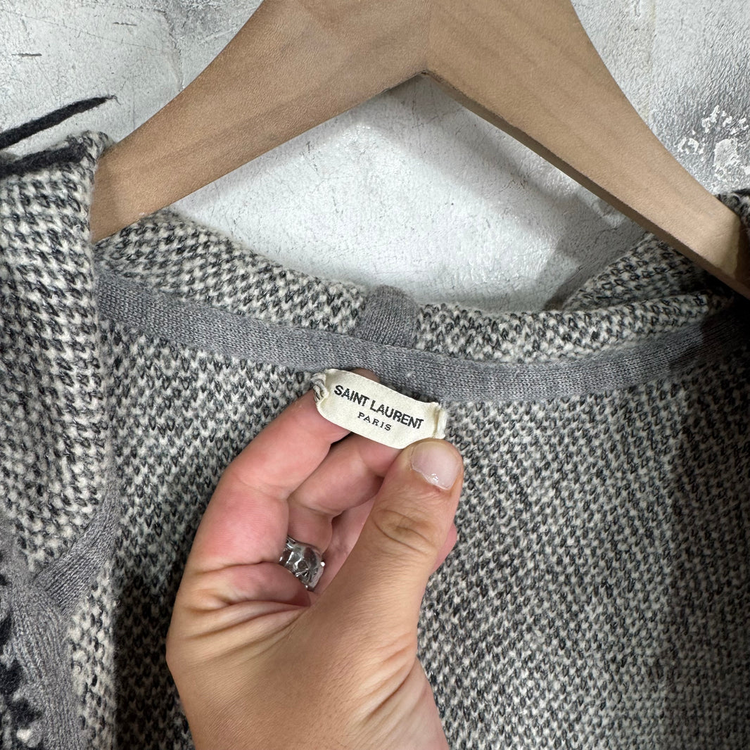 Saint Laurent Knitted Patterned Hooded Shawl