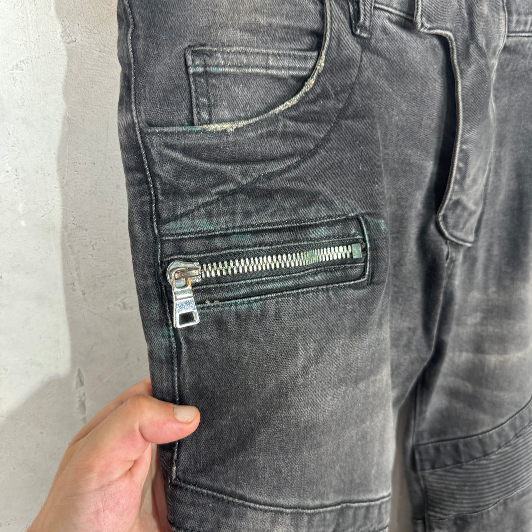 Balmain Faded Wash Biker Jeans
