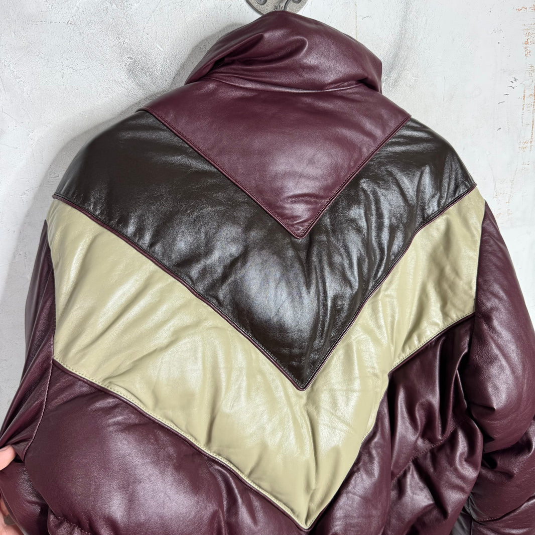 Bottega Tri Color Leather Puffer Jacket