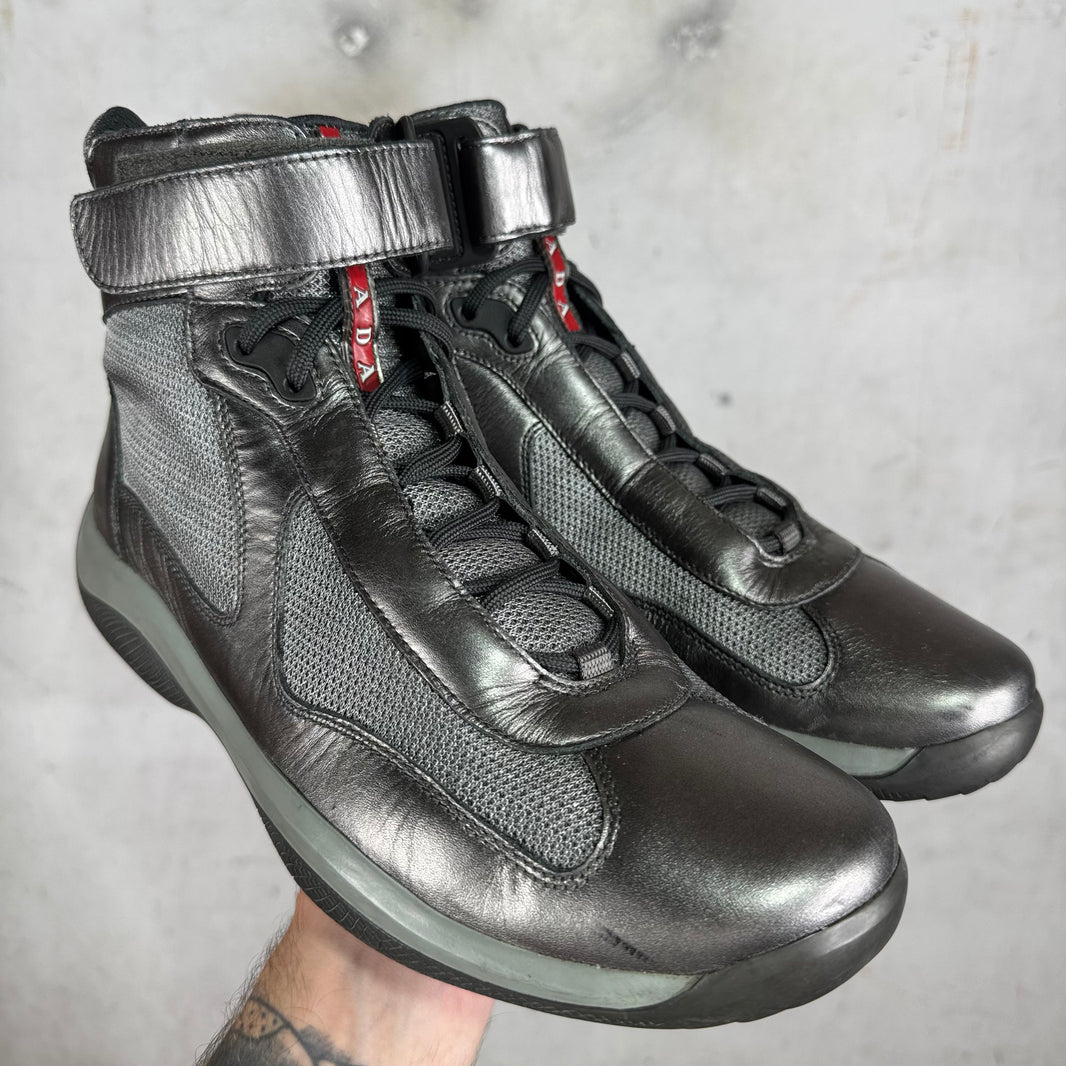 Prada Silver Straped High Americas Cup