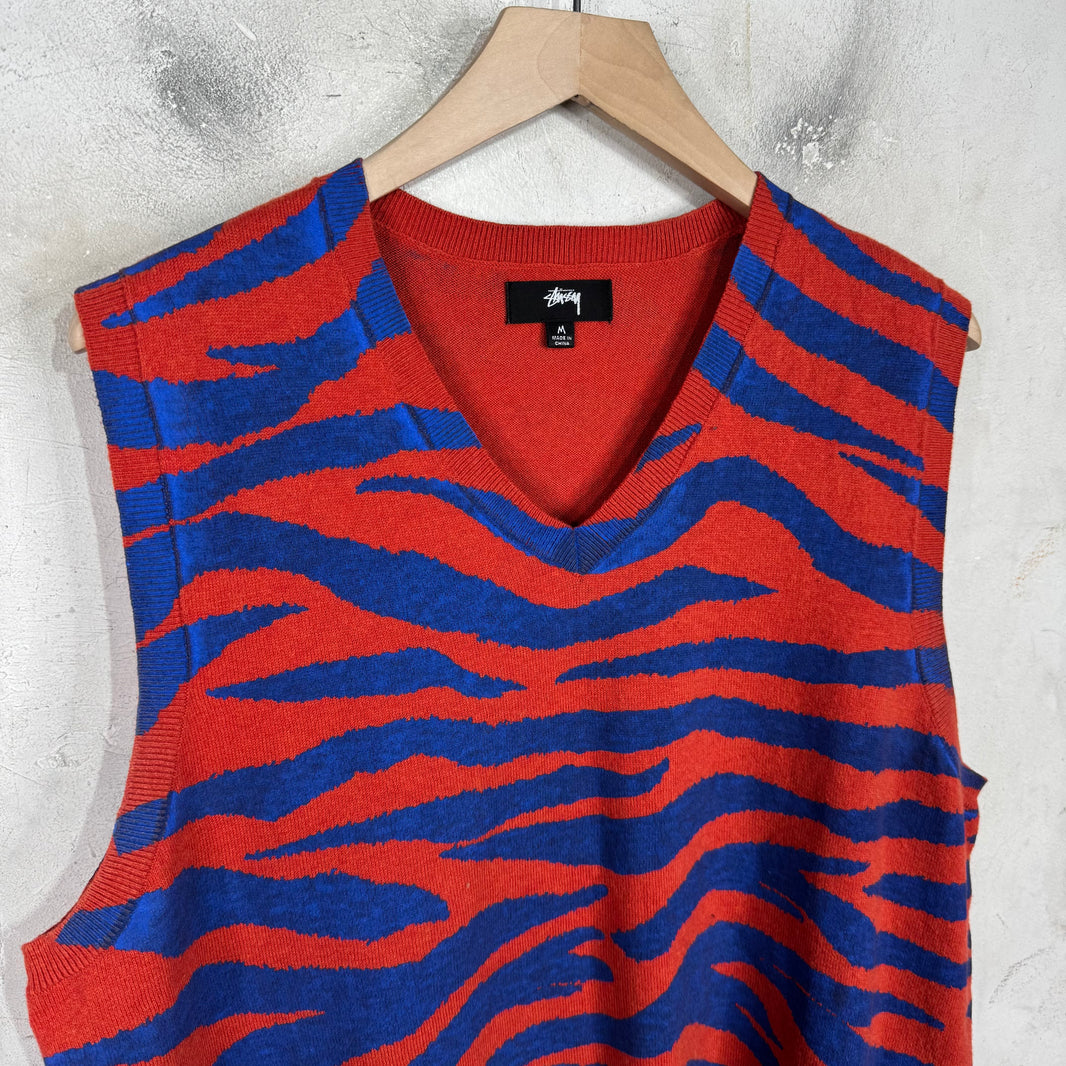 Stussy Red/Blue Tiger Sweater Vest