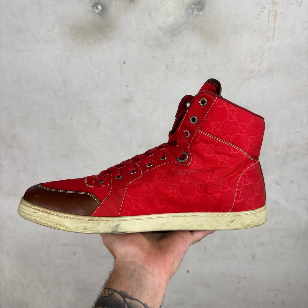 Gucci Red Nylon Monogram Sneakers