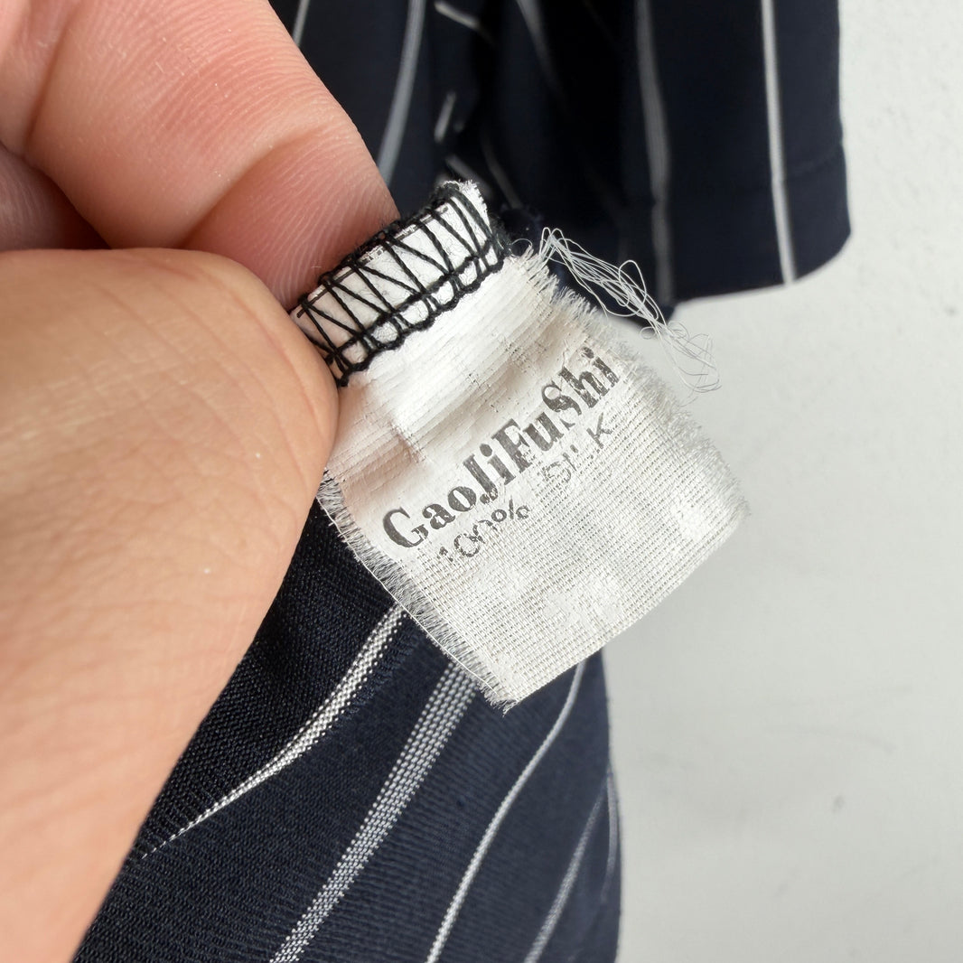 YSL Vintage Navy Silk Metal Button Polo T-Shirt
