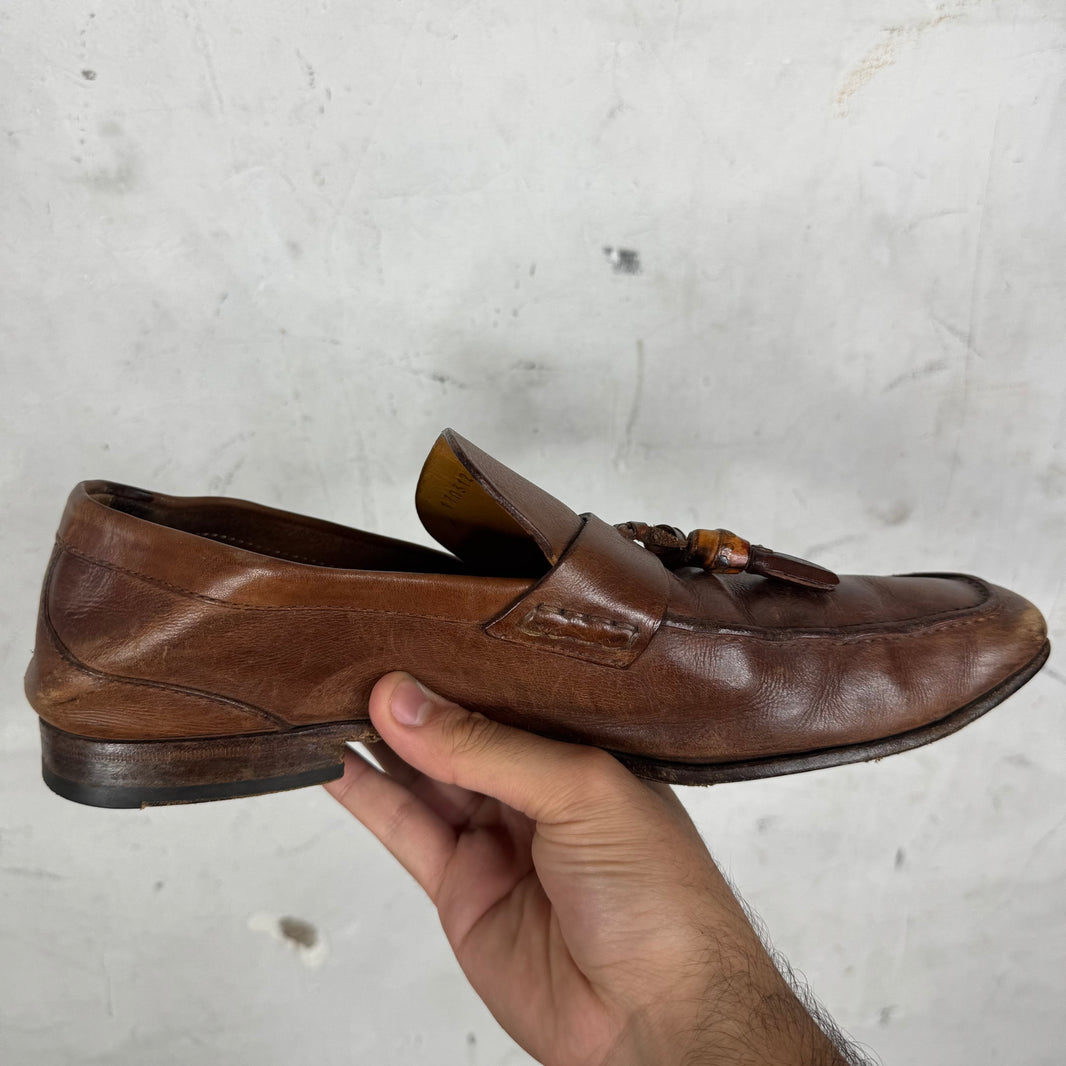Gucci Brown Bamboo Tassled Loafers