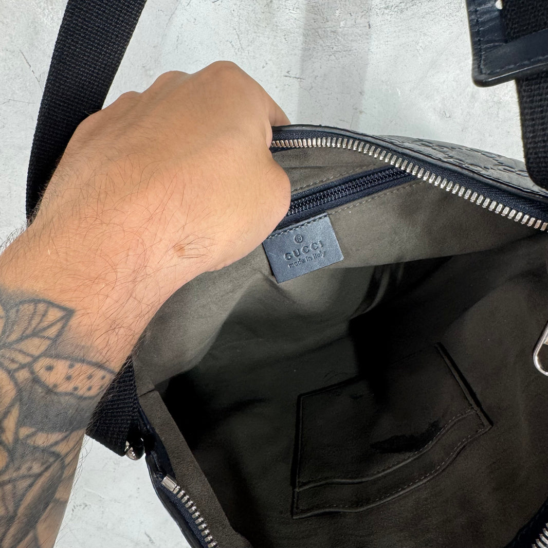 Gucci Monogram Embossed Messenger Bag