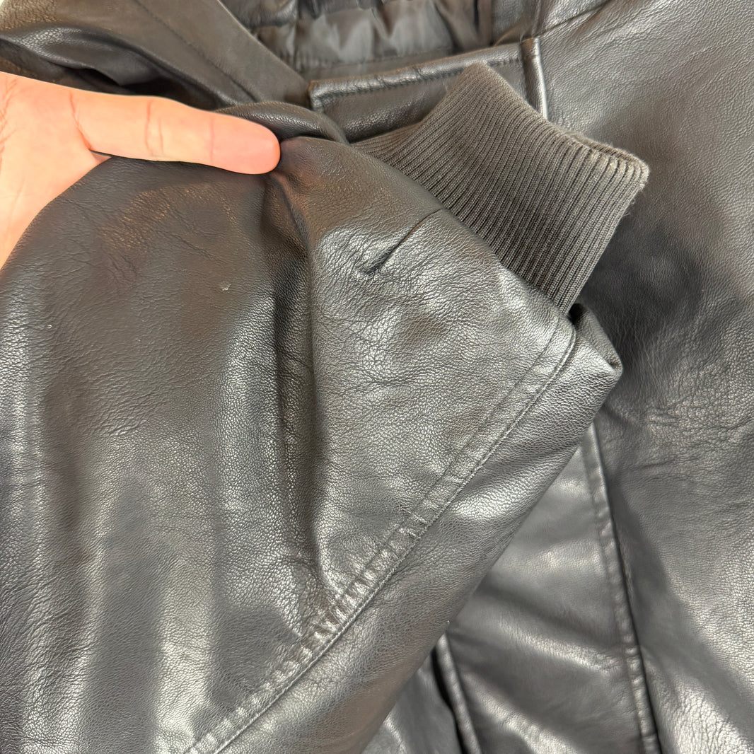Entire Studios Hooded Faux Leather Bomber Jacket