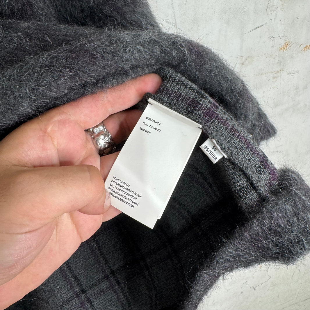 Our Legacy New Grey/Purple Plaid Full Zip Hoodie