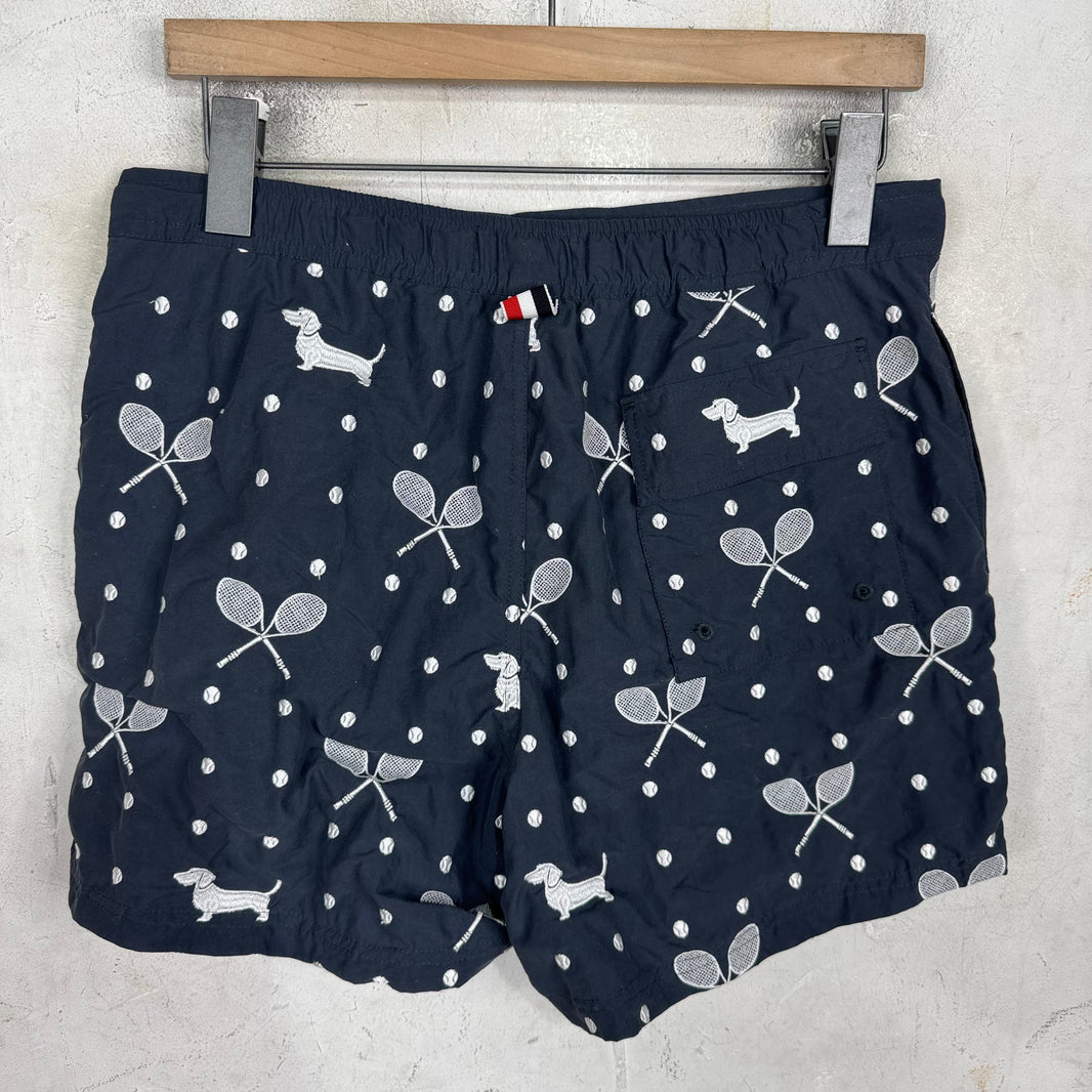Thom Browne Tennis Dachsound Swim Trunks
