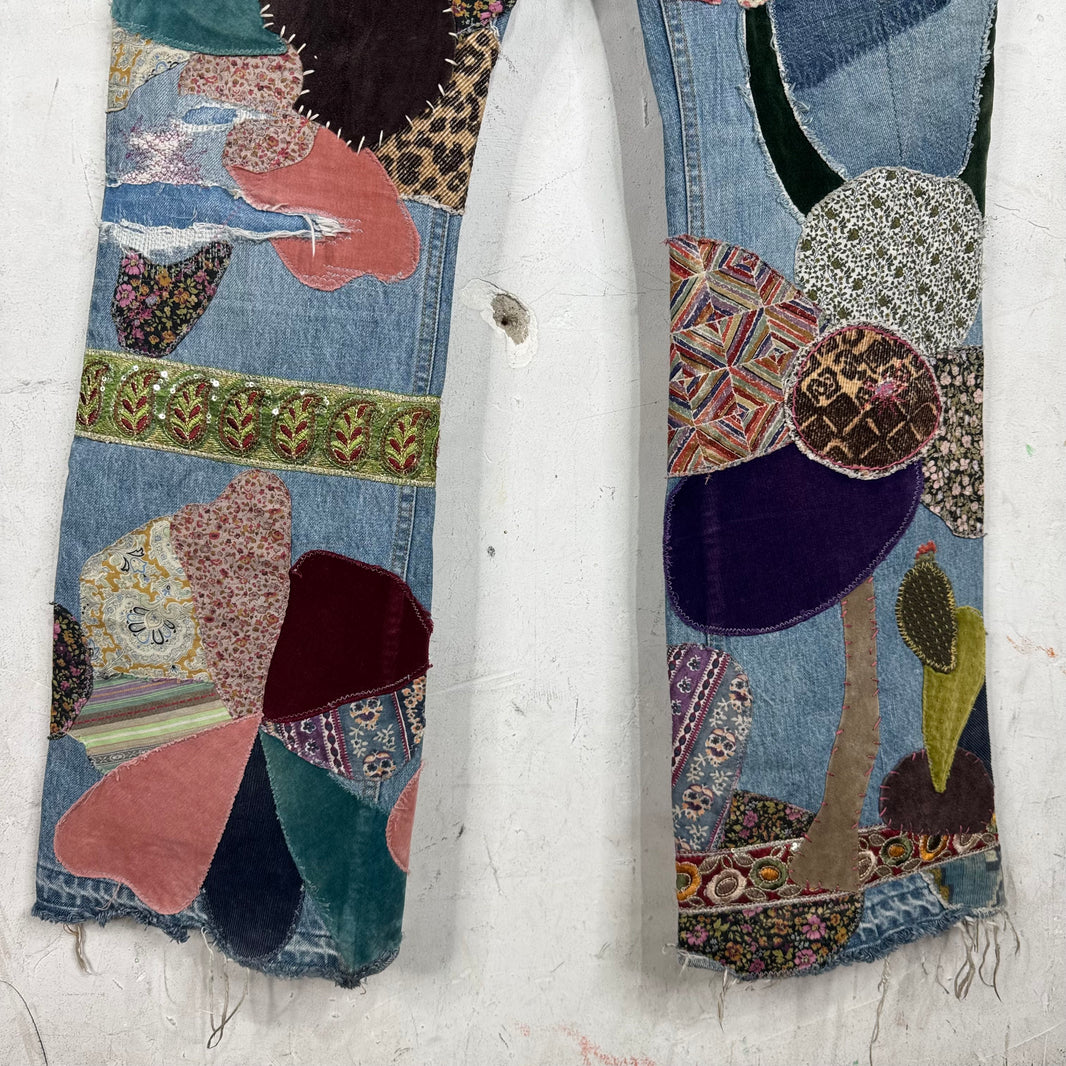 Kapital No Nukes Flared Patchwork Jeans