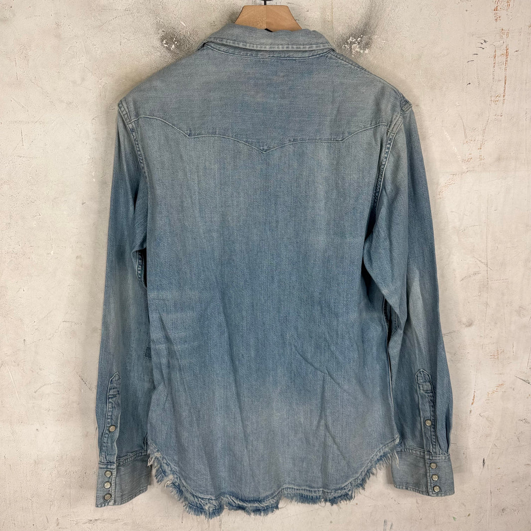 Ralph Lauren Lightwash Distressed Western Denim Shirt