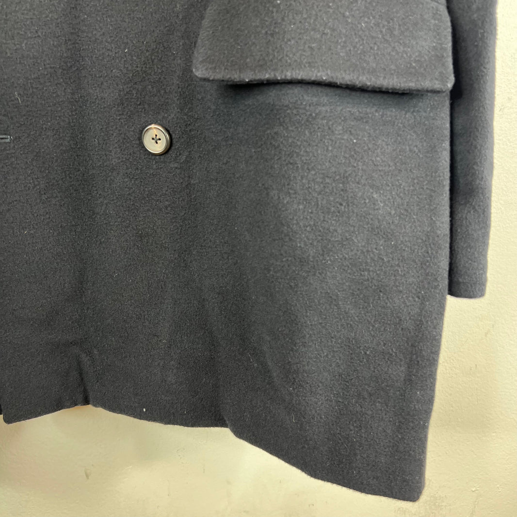 Jil Sander Navy Cashmere Blend Double Breasted Peacoat