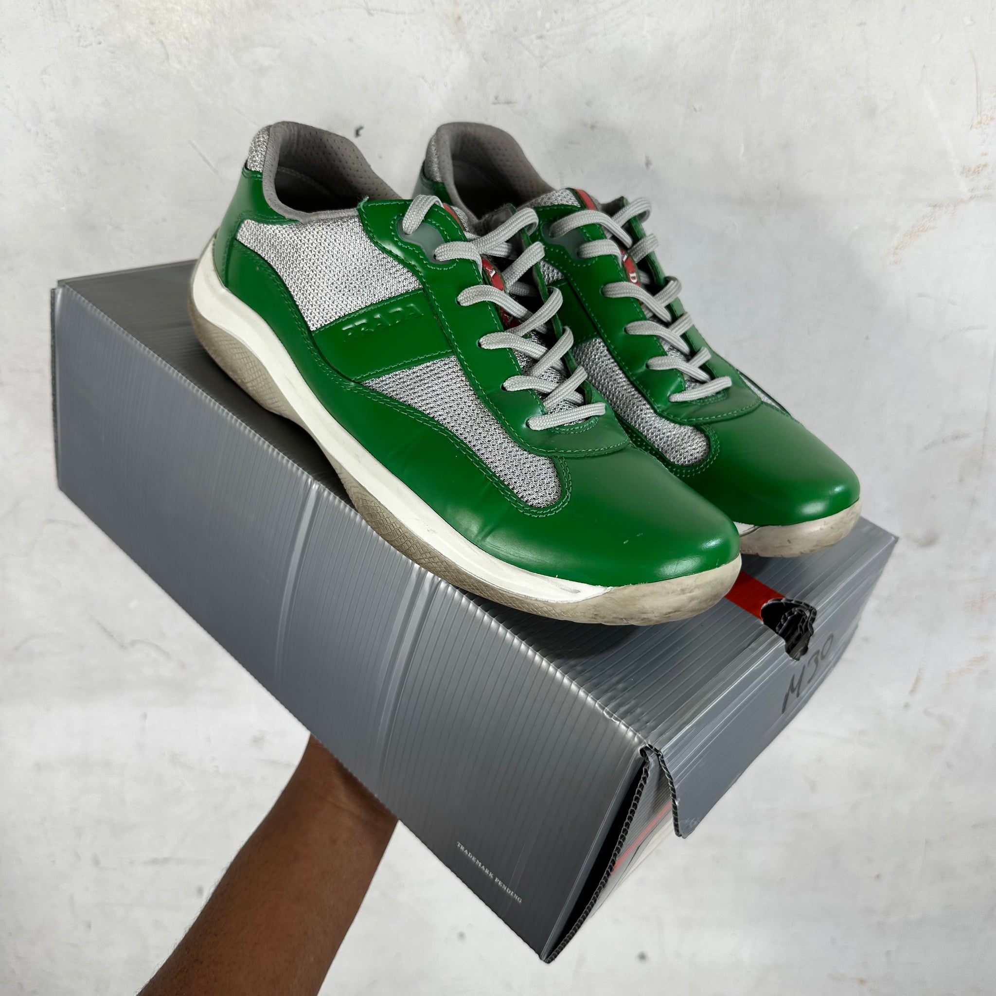 Prada Vintage Green Americas Cup Sneakers