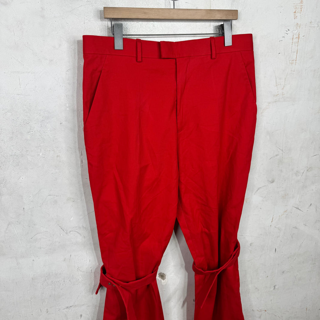 Bottega Veneta Gabardine Knee Strap Pants Red