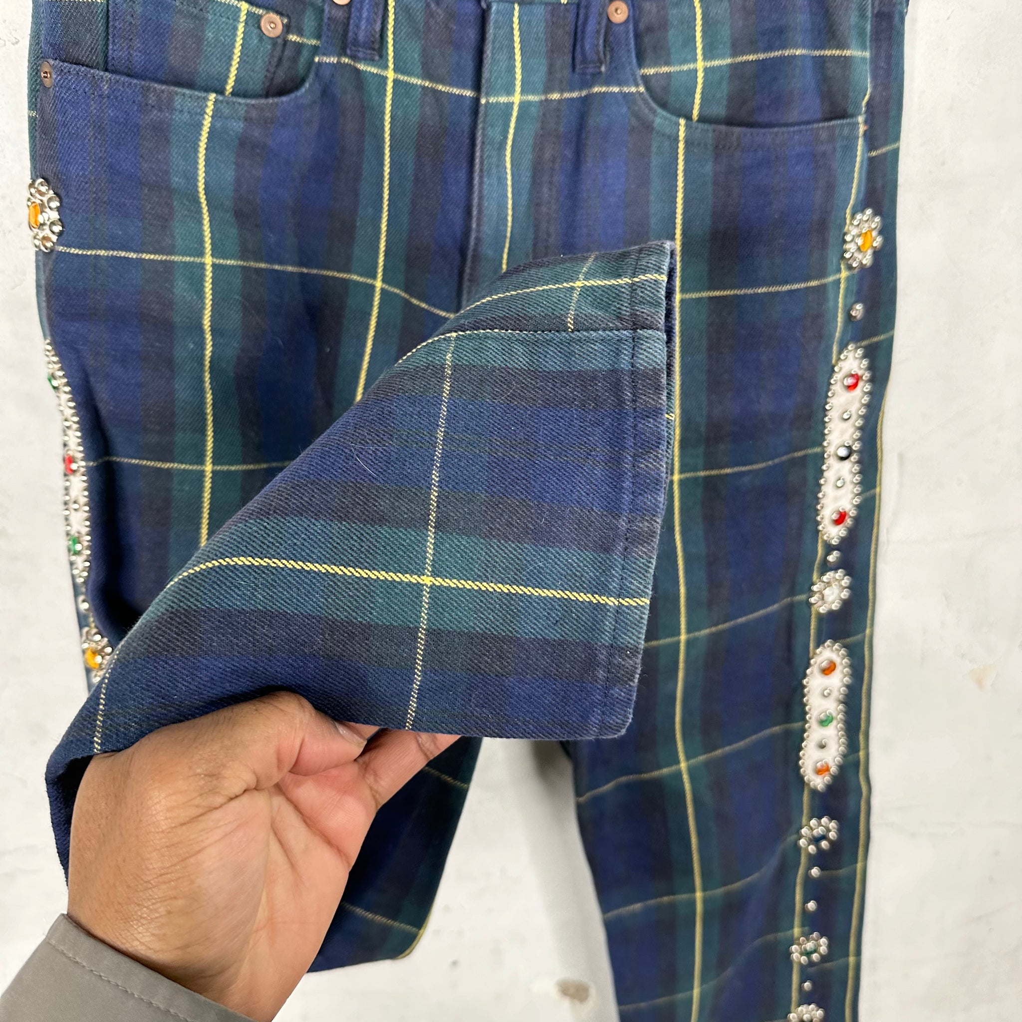 Kapital Plaid Jeweled Trousers