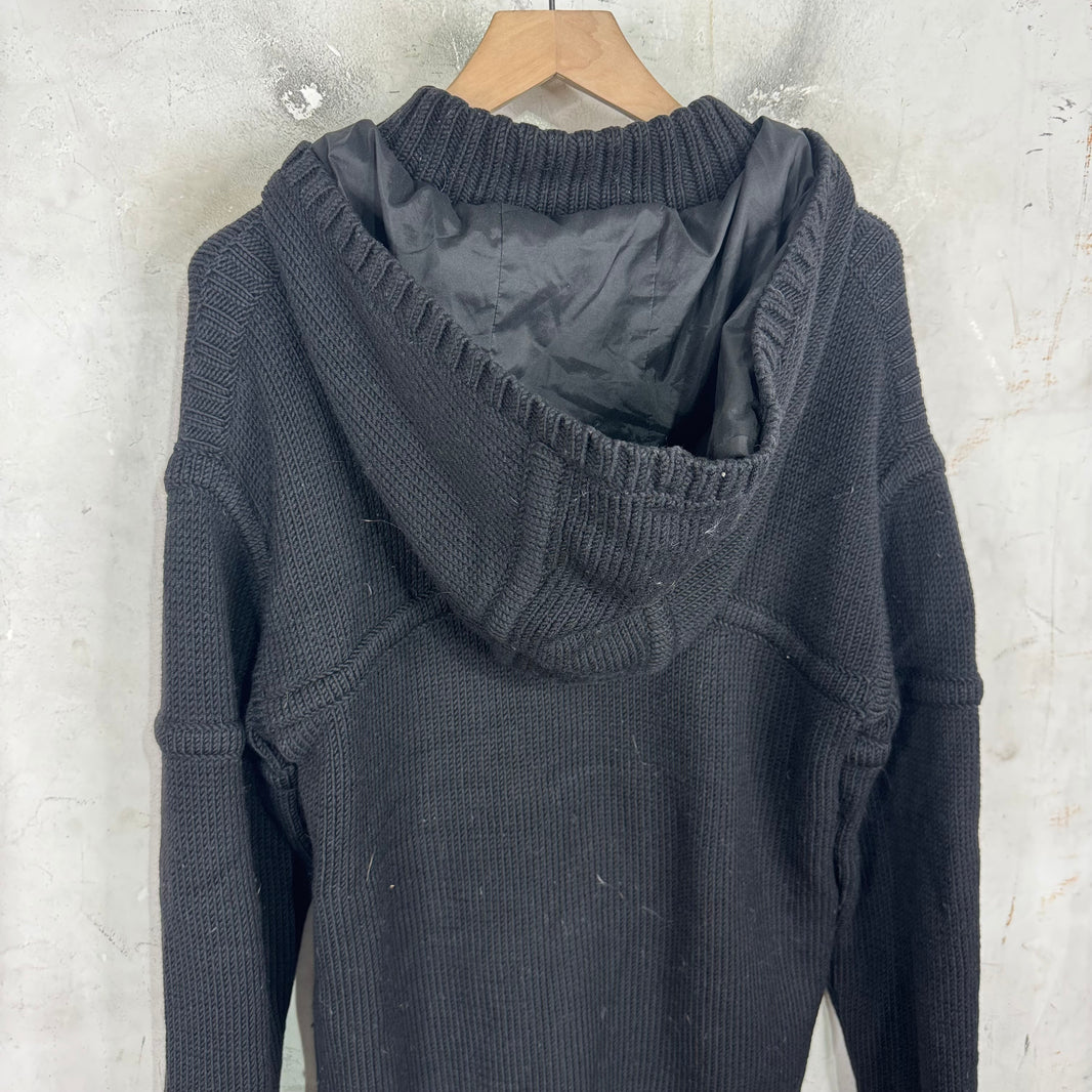 Helmut Lang Hooded Zip Up Knit Jacket