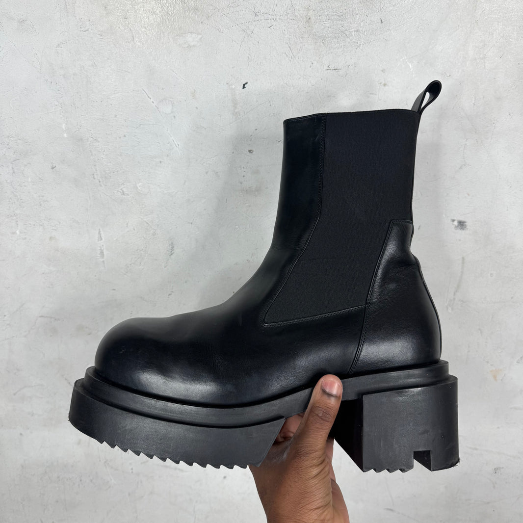 Rick Owens Leather Chelsea Bogun Boots