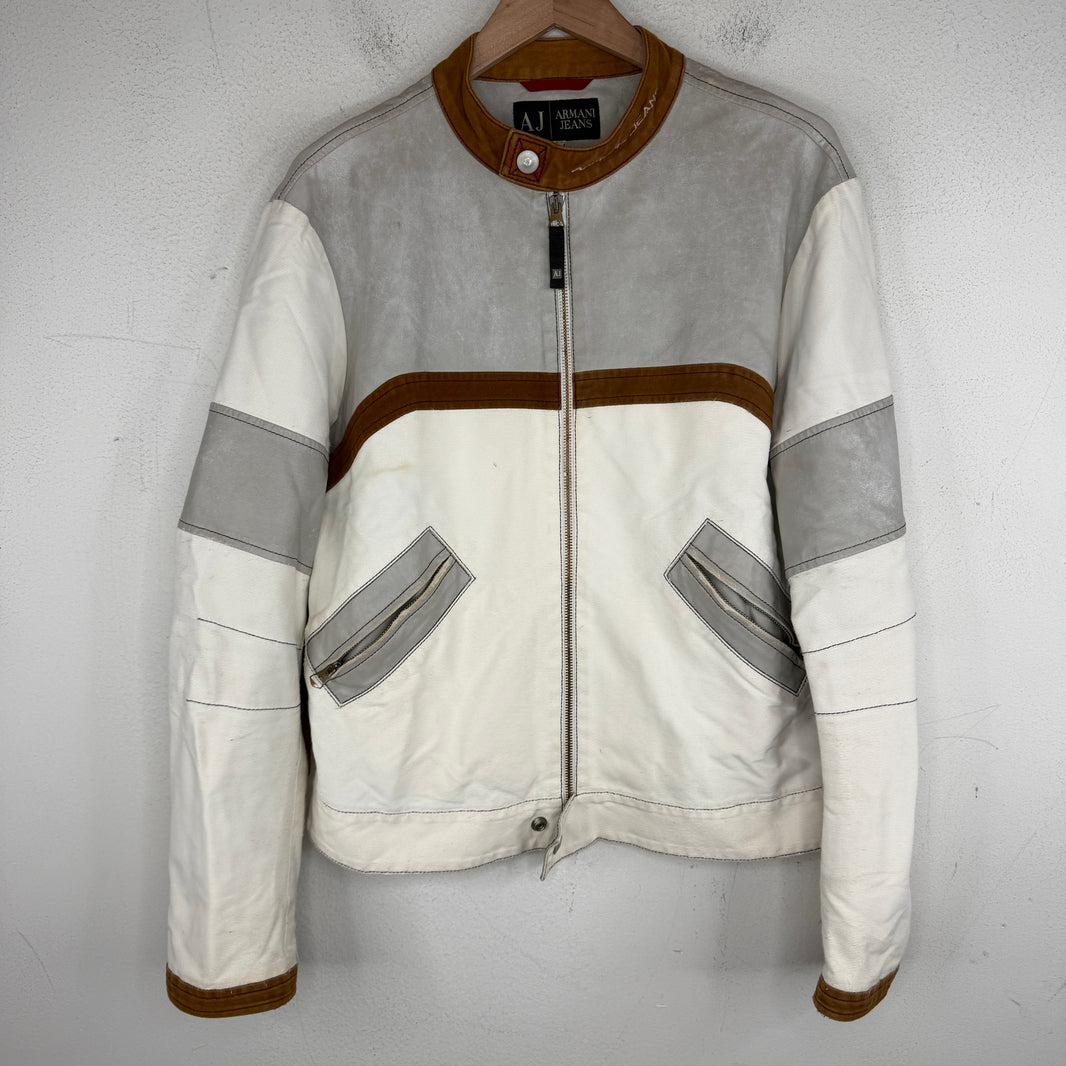 Armani Jeans Leather Split Biker Jacket
