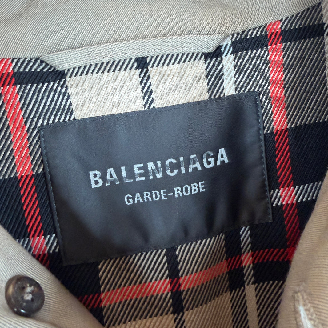 Balenciaga Garde Robe Tan Plaid Interior Trench Coat