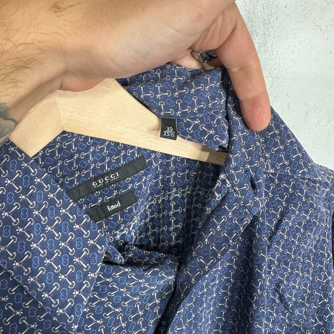 Gucci Horsebit Patterned Silk Shirt