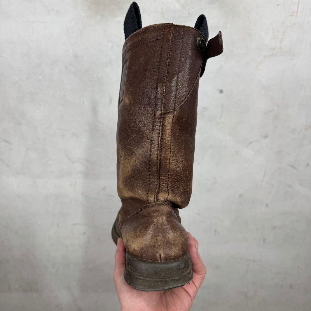 Rick Owens Brown Leather Pull Boots