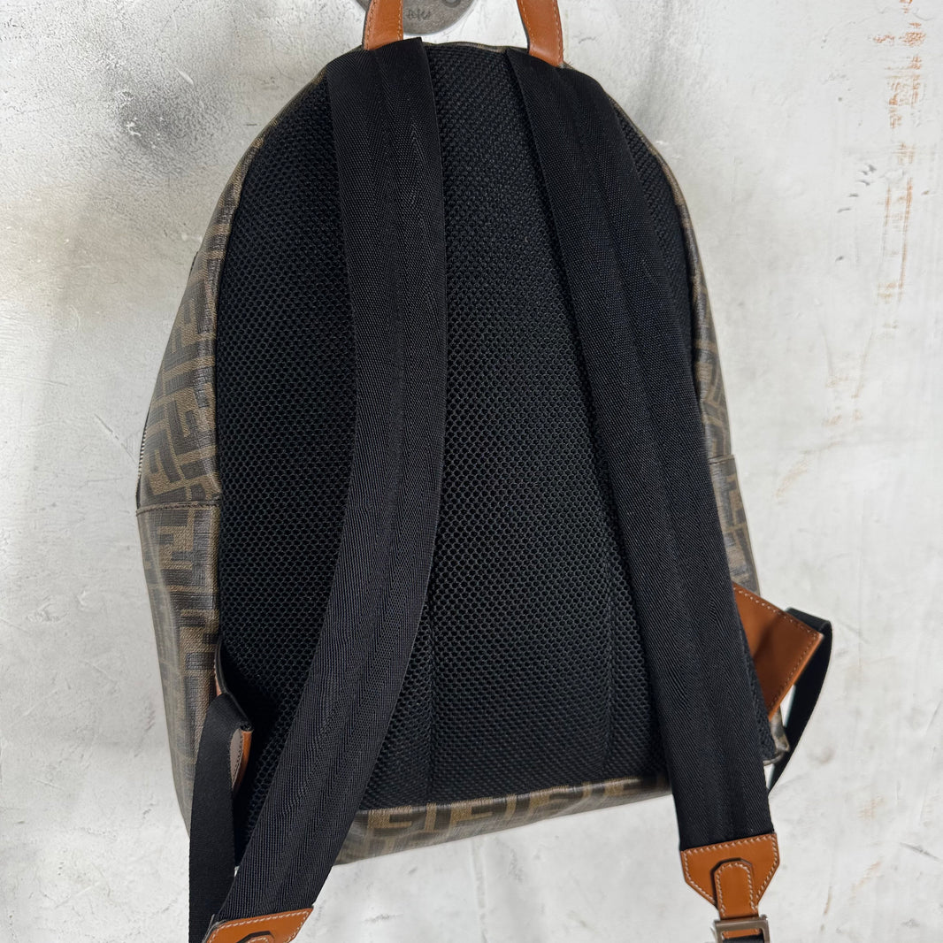 Fendi Leather Paneled Zucca Backpack