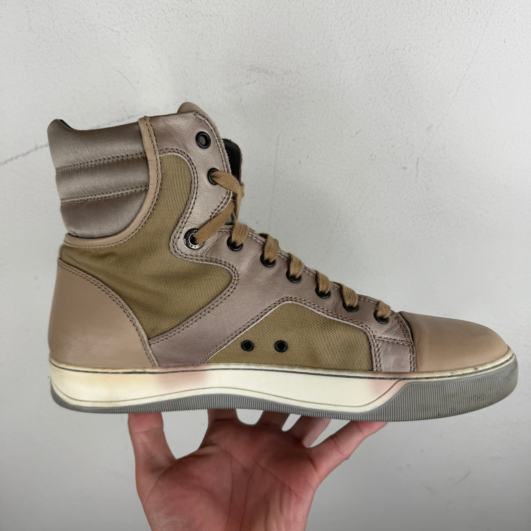 Lanvin Leather Canvas High Top Sneaker