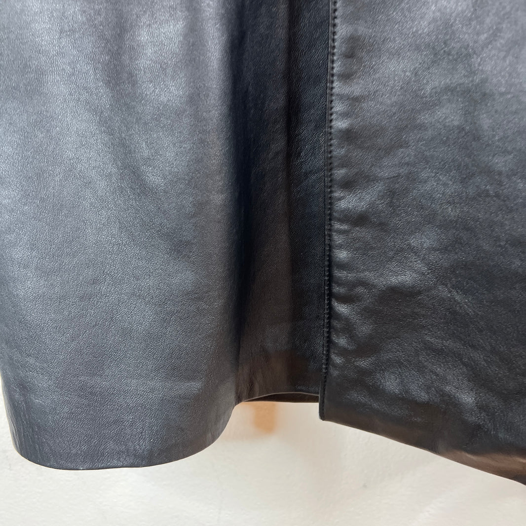 Ernest W. Baker Double Breasted Black Leather Trench Coat