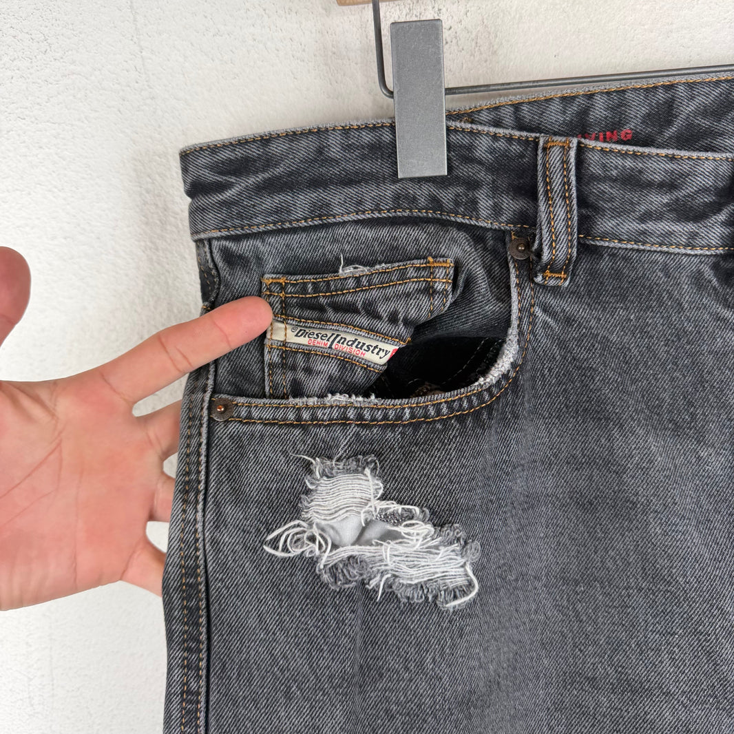 Diesel Black Distressed Baggy Jeans