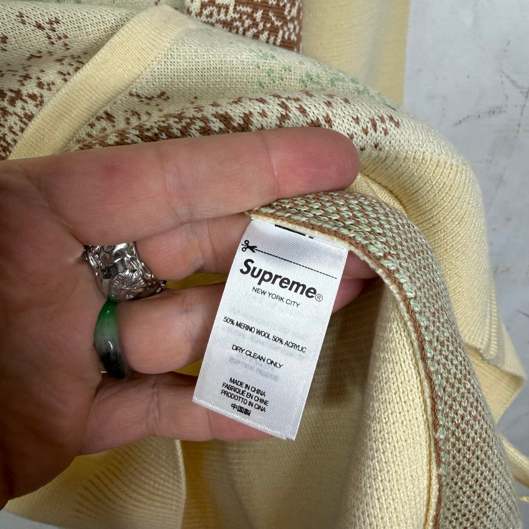 Supreme Cream Strobed Knit Cardigan Zip