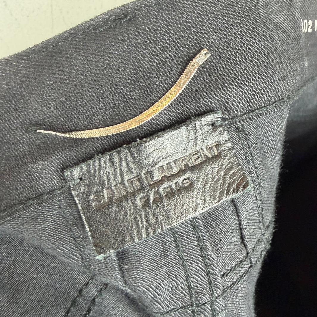 Saint Laurent Black Waxed Distressed D02 Jeans