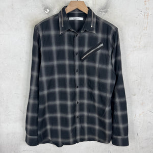 Givenchy Zippered Collar Shadow Plaid Shirt