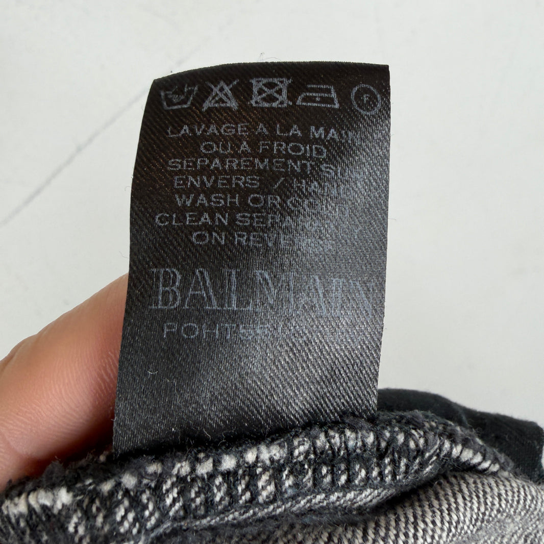 Balmain Distressed Knee Biker Jeans