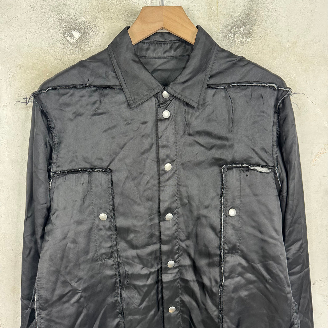 Rick Owens Geth Frayed Viscose Backstrap Shirt
