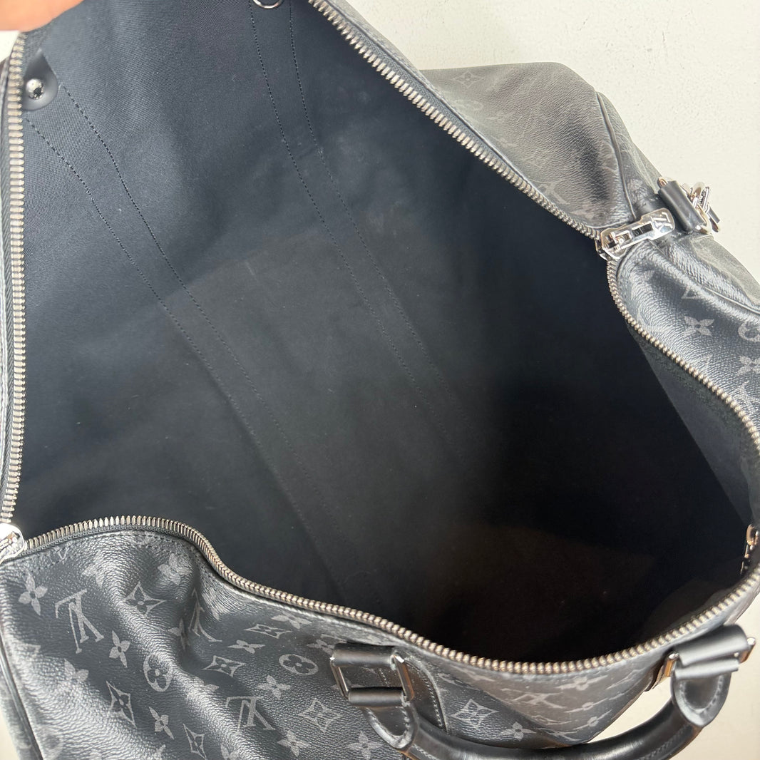 Louis Vuitton Black Monogram Keepall 55 Duffel Bag