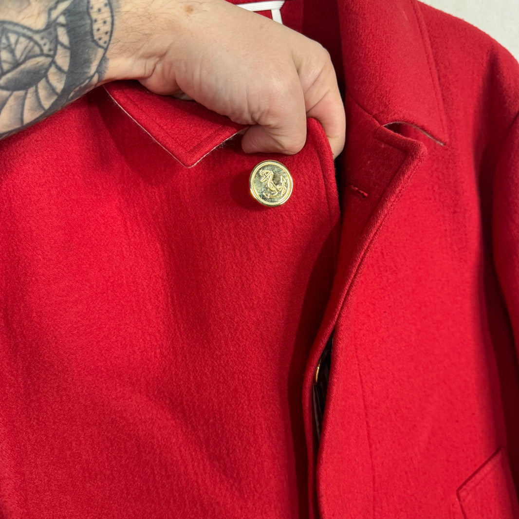 Thom Browne Red Wool Trench Coat