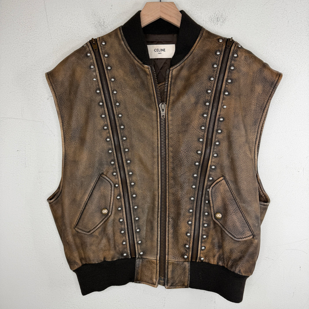 Celine Studded Leather Vest