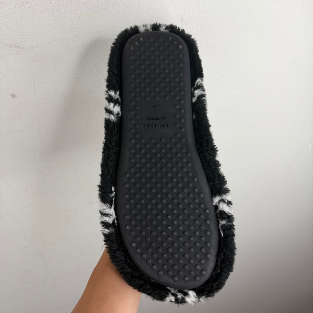 Balenciaga Fuzzy Diagonal Logo Mules