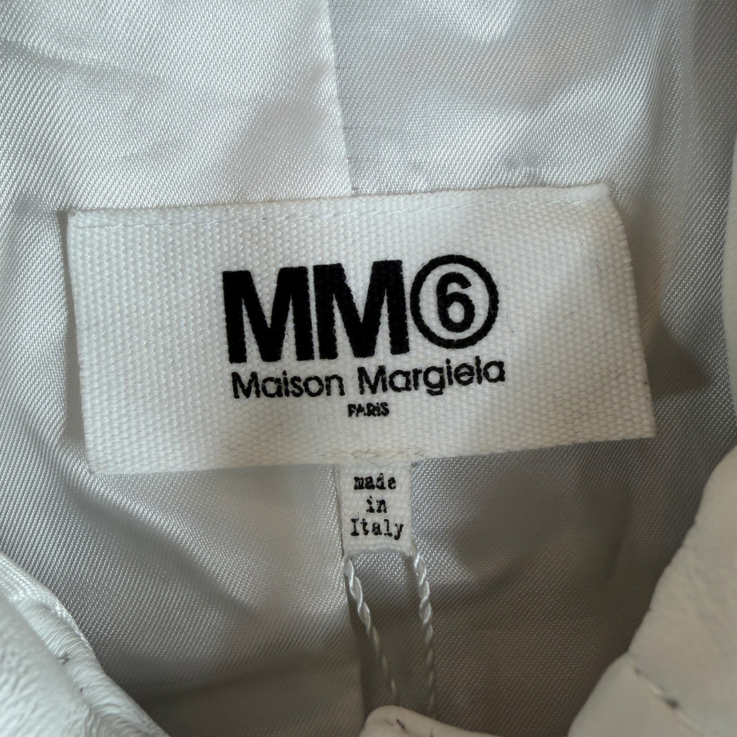 Margiela MM6 White Leather Fringed Button Up Jacket