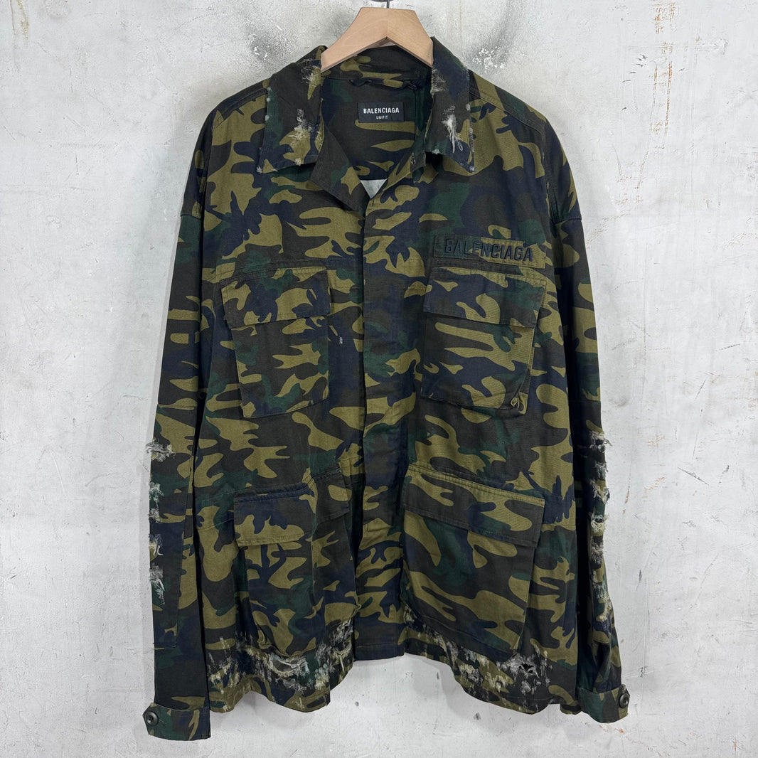 Balenciaga Camo Distressed Cargo Jacket