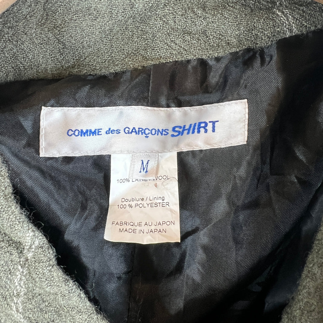 CDG Wool Wrinkled Button Up Long Jacket