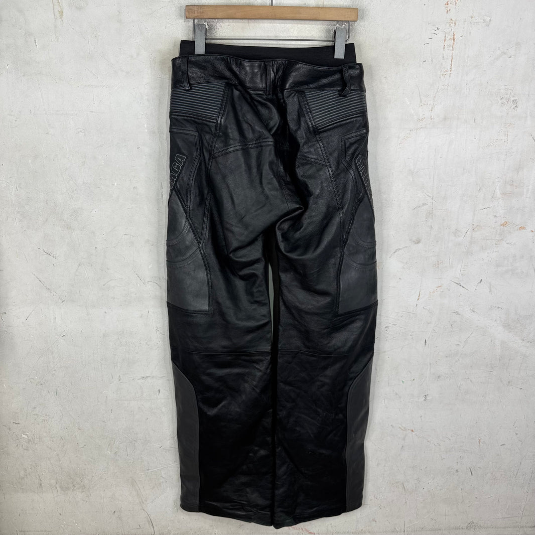 Balenciaga Leather Unity Paneled Racing Pants