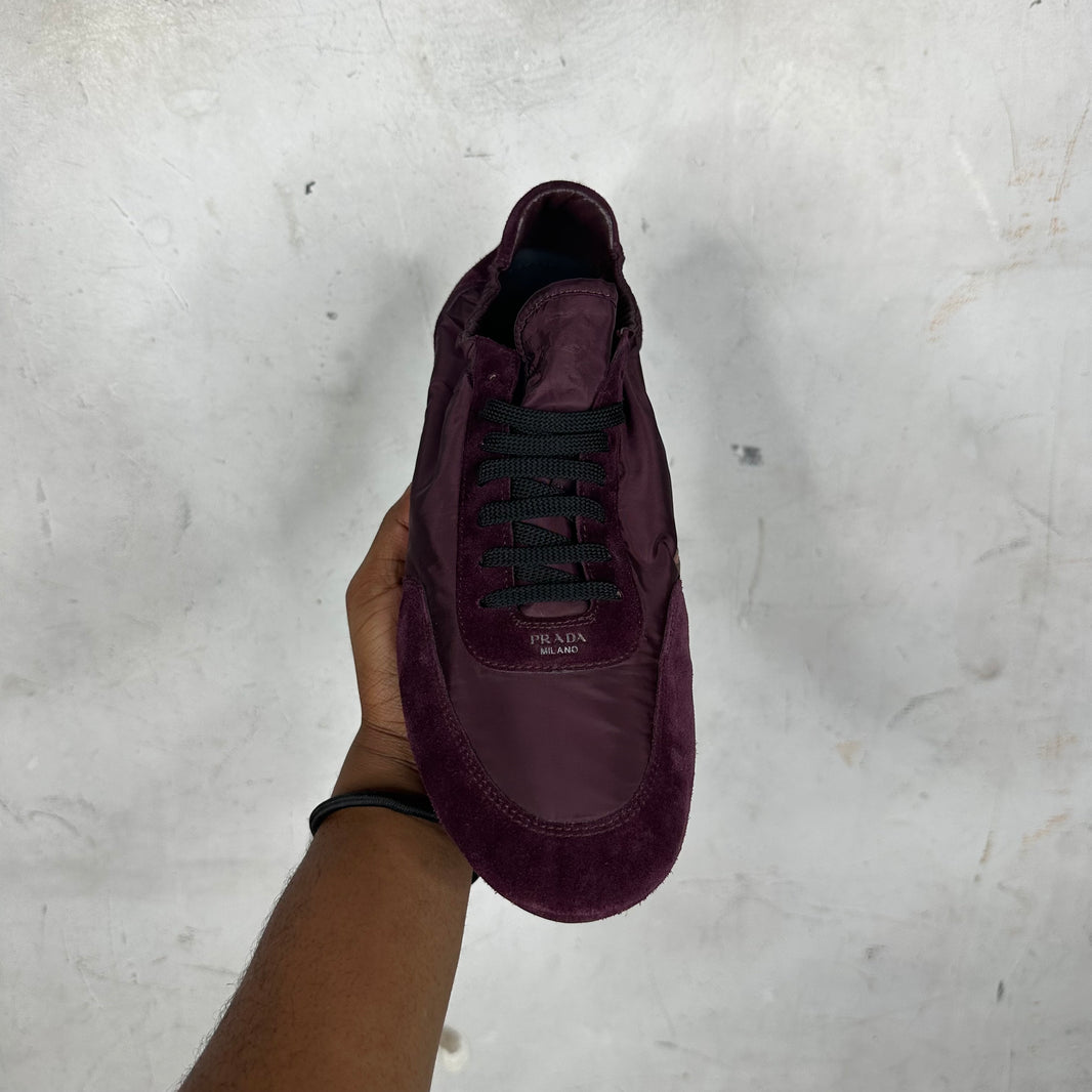 Prada Red Wine Re-Nylon Scrunch Sneakers