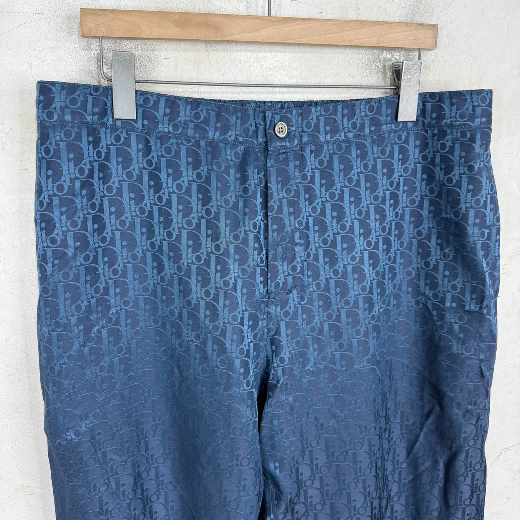 Dior Navy Silk Oblique Pants