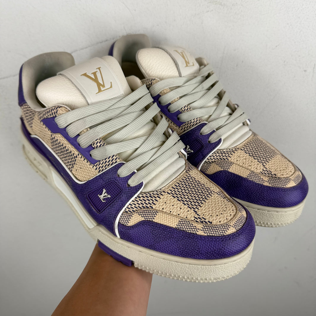 Louis Vuitton Purple/Cream Damier Trainers