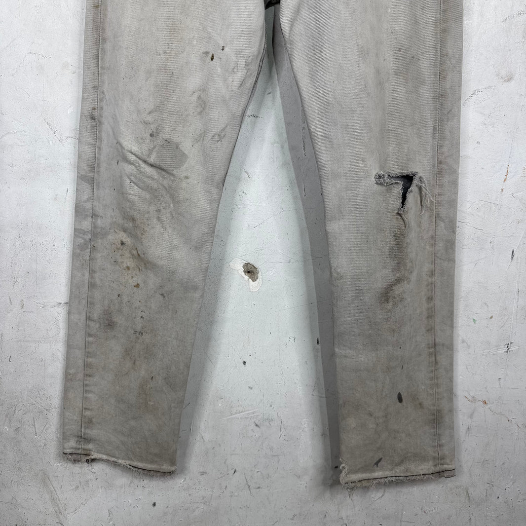 Vintage Levi's Grey Distressed Faded 501 Jeans