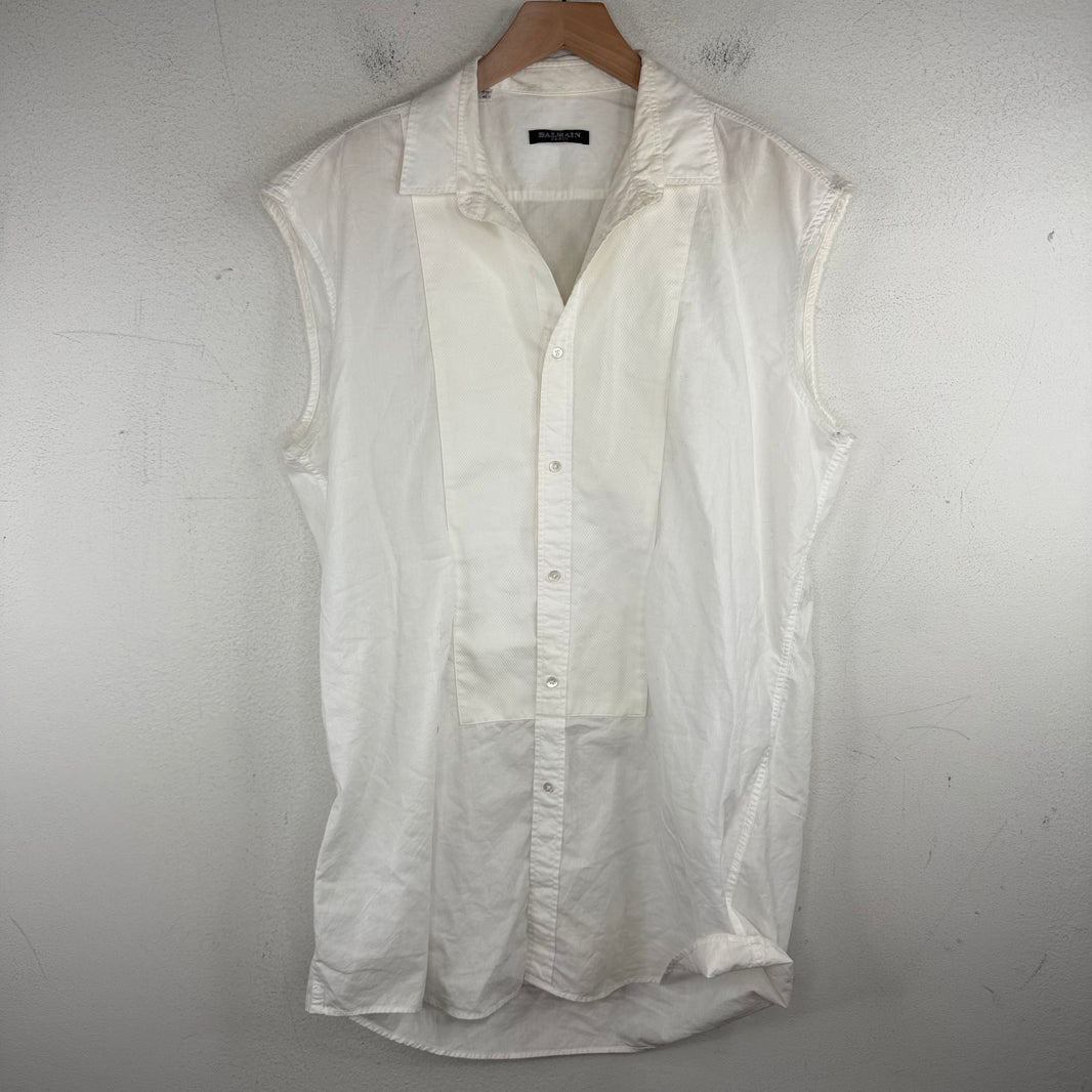 Balmain White Sleeveless Shirt