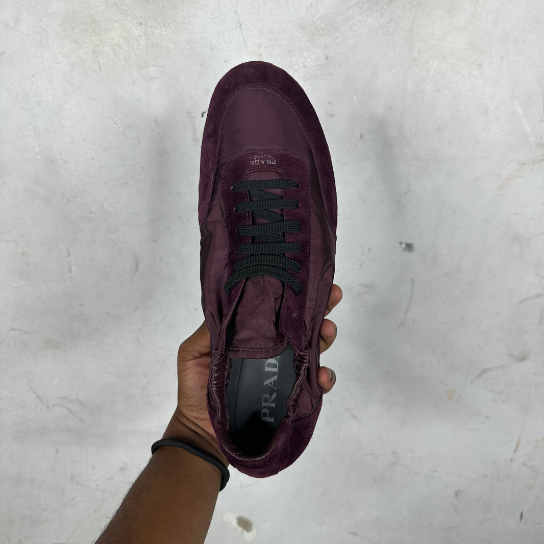 Prada Red Wine Re-Nylon Scrunch Sneakers