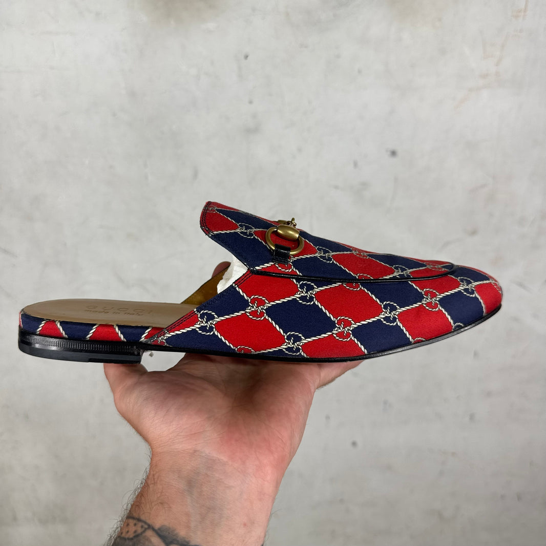 Gucci Satin Patterned Horse-Bit Mules