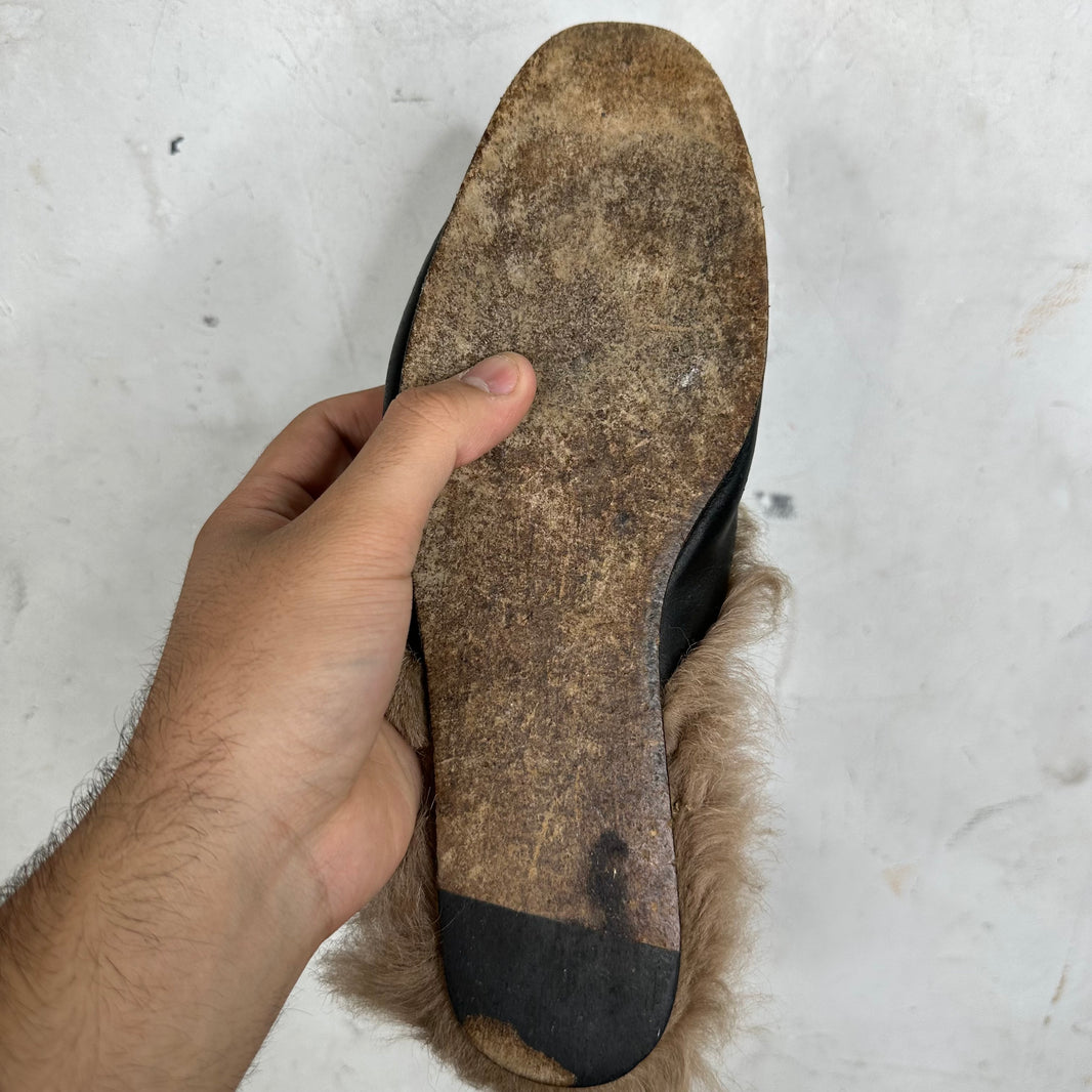 Gucci Smoked Horsebit Fur Mules